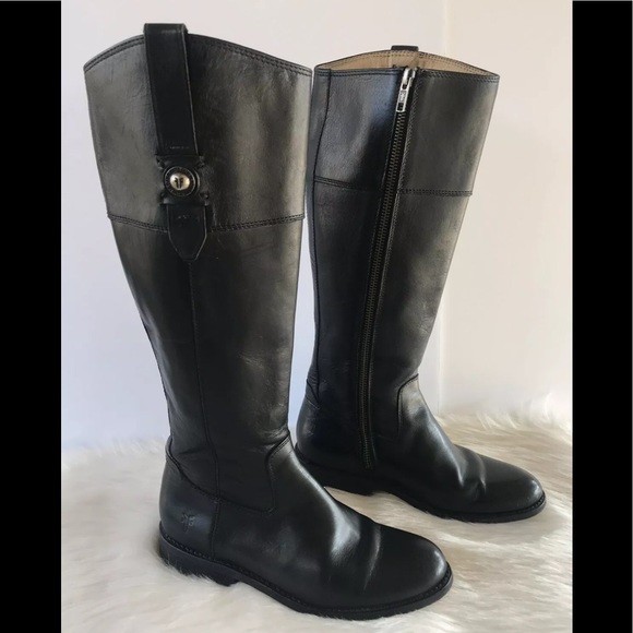 Frye women’s black leather tall riding boots